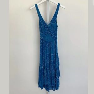 DIANE VON FURSTENBERG BLUE SILK SLEEVELESS TIERED DRESS 4